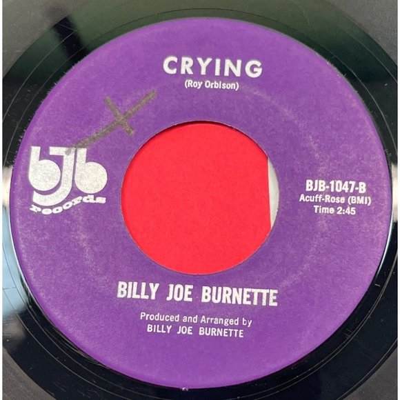 Billy Joe Burnette Poor Ole Billy / Crying 45 Country BJB Records 1047 - Picture 2 of 4